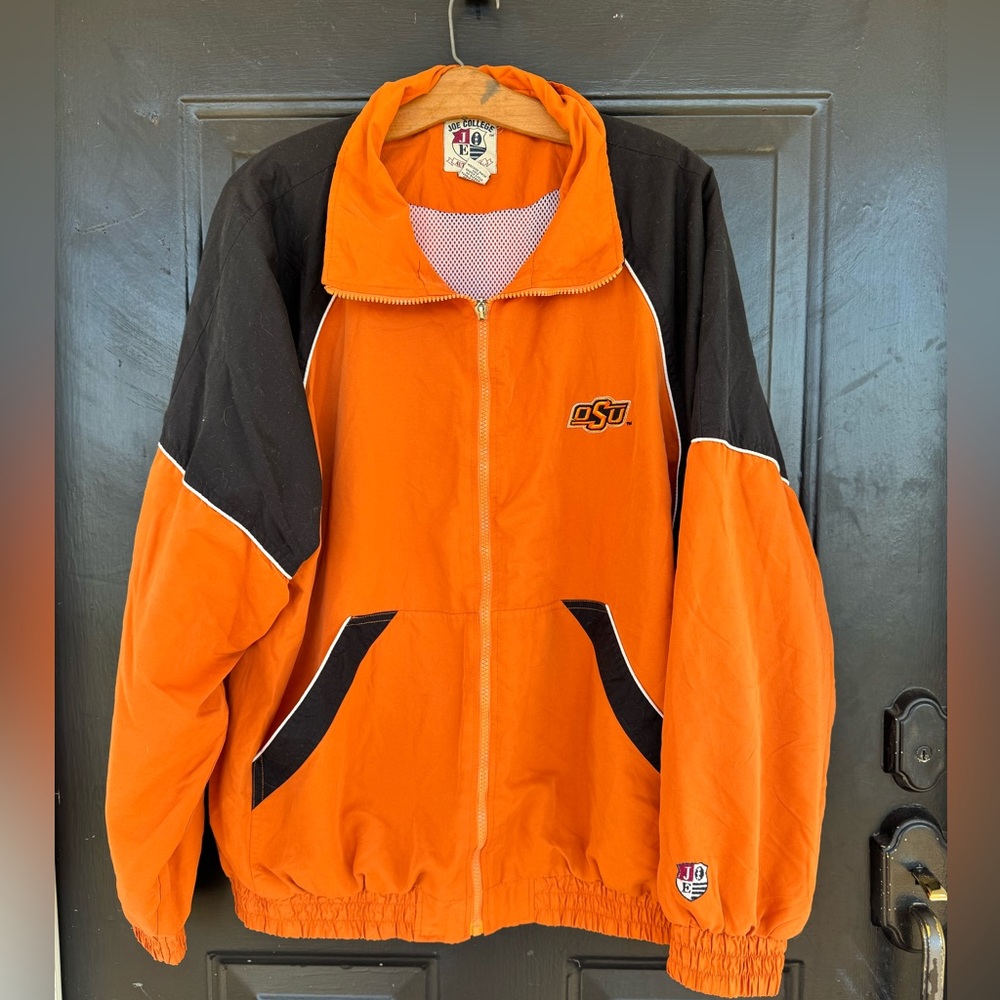Vintage Joe College Oklahoma State University Zip front Windbreaker
